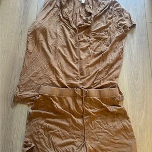 SKIMS camel Sleepwear Set